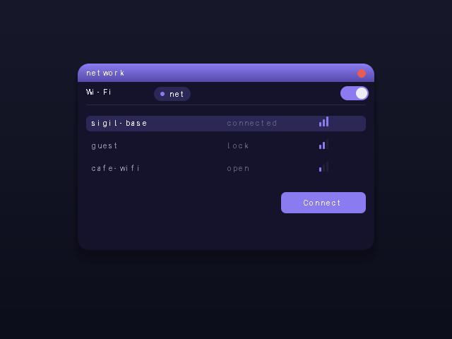 network panel